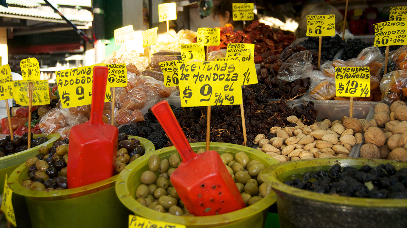 Olives and nuts for sale