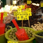 Olives and nuts for sale
